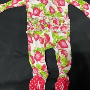 Posh Peanut 0-3 sleeper strawberry print